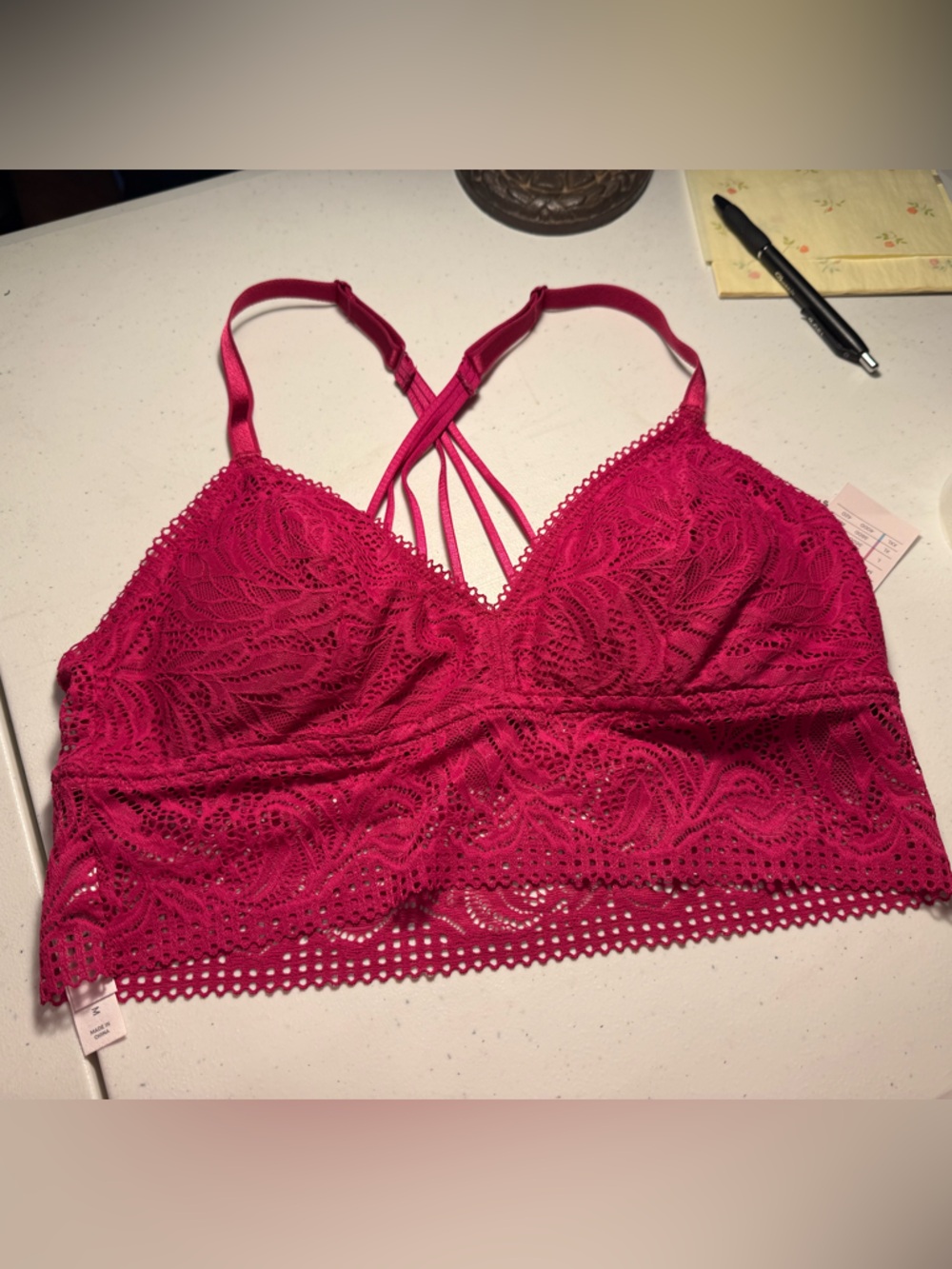 Auden Lace Bralette in Fuchsia Pink with Strappy Back